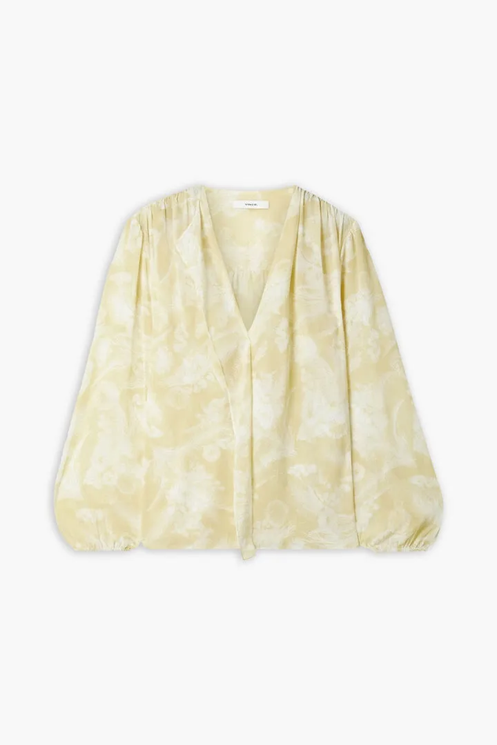Floral-print jacquard blouse