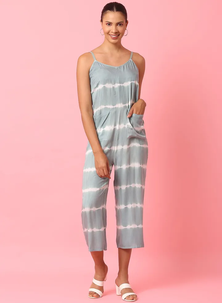 Casual Tie Dye Jumpsuit Sage