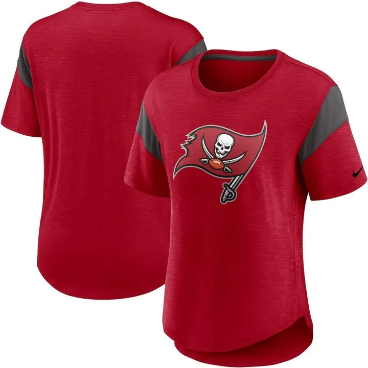 Women's Nike Heather Red Tampa Bay Buccaneers Primary Logo Fashion Top