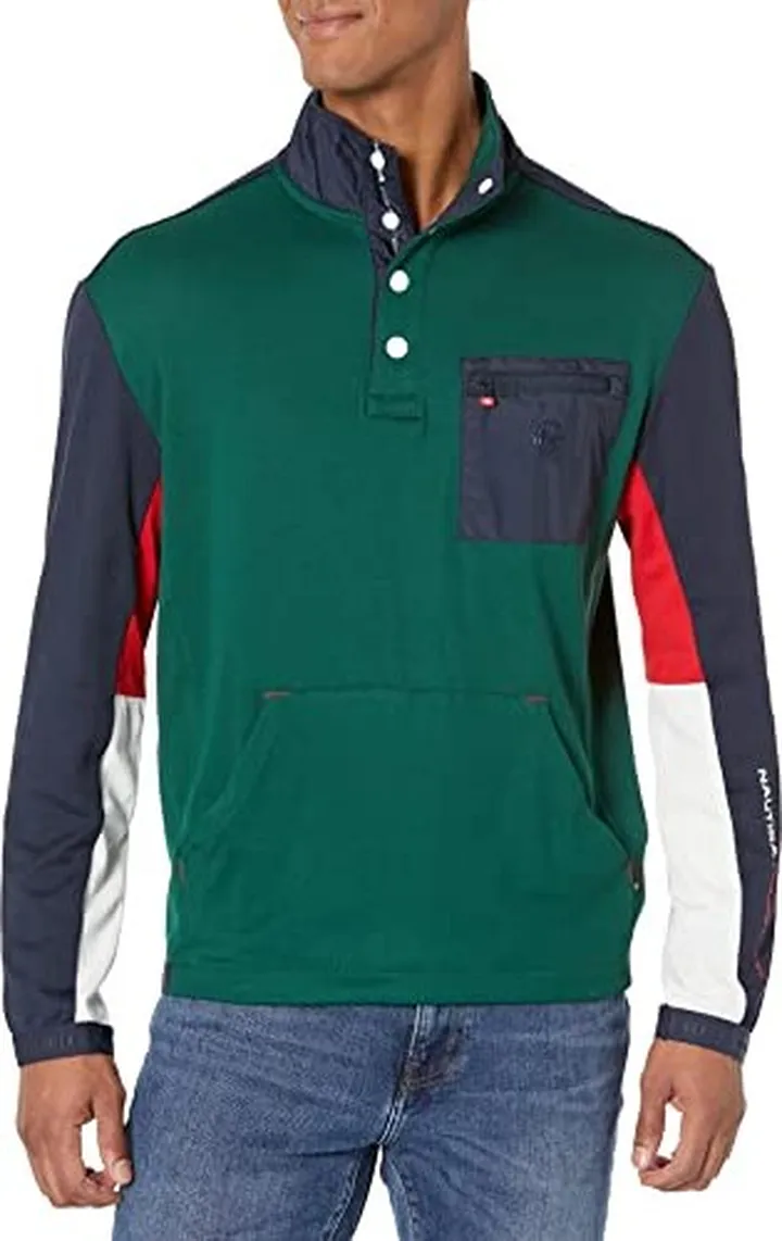Nautica Men's Competition Sustainably Crafted Mock-Neck Pullover