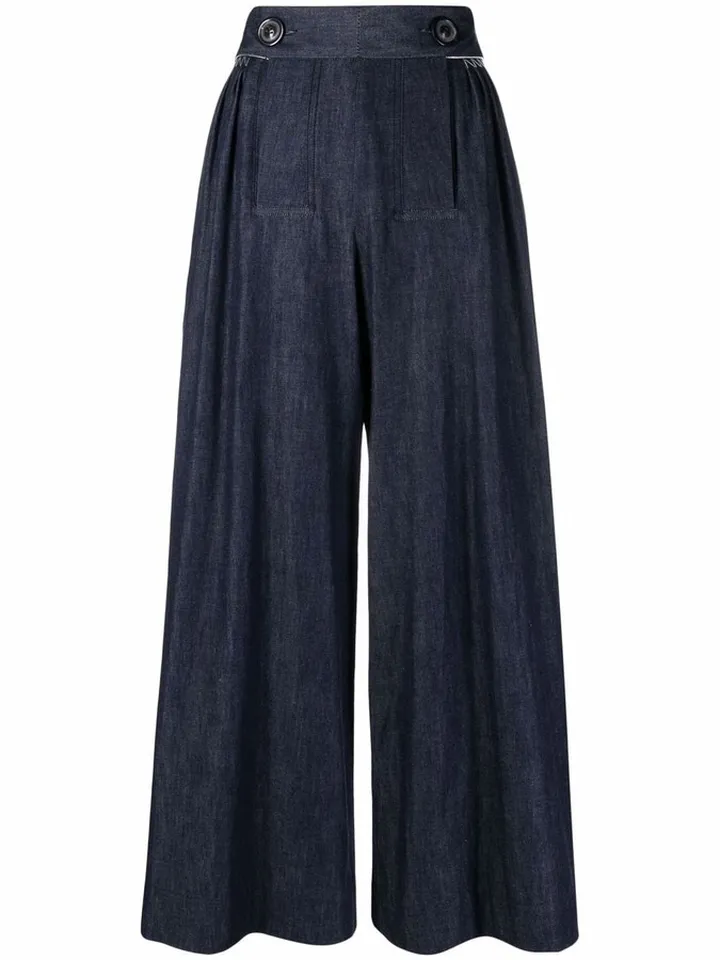 Wide Leg Denim Trousers