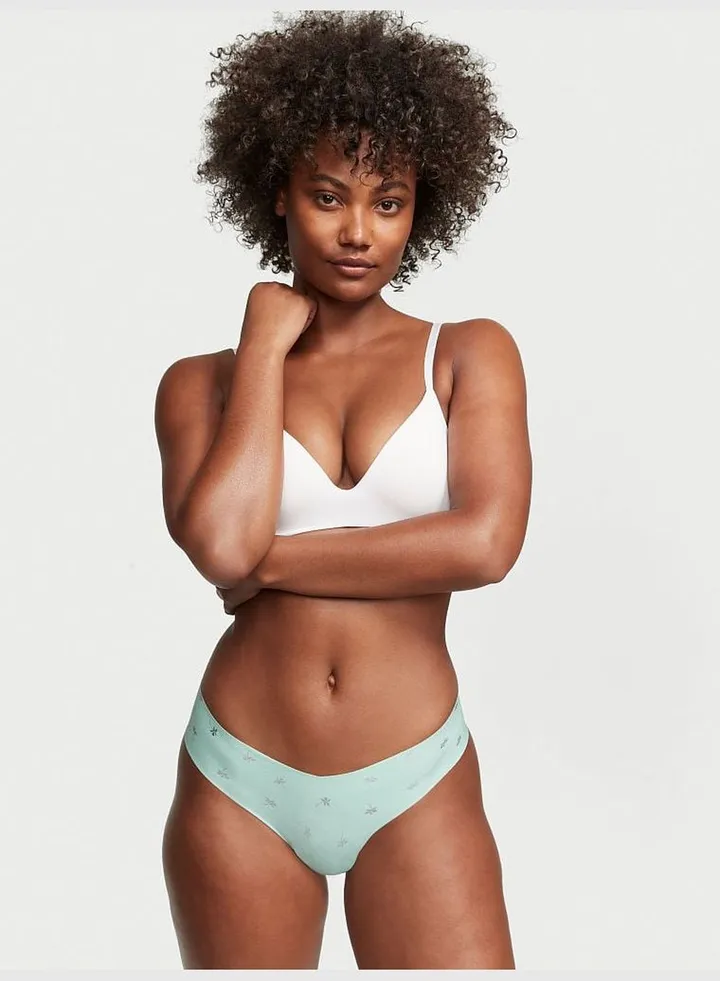 No-Show Foil-Print Thong Panty