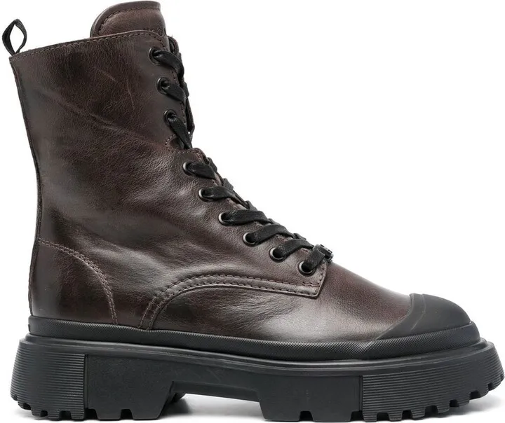 Leather Lace-Up Boots