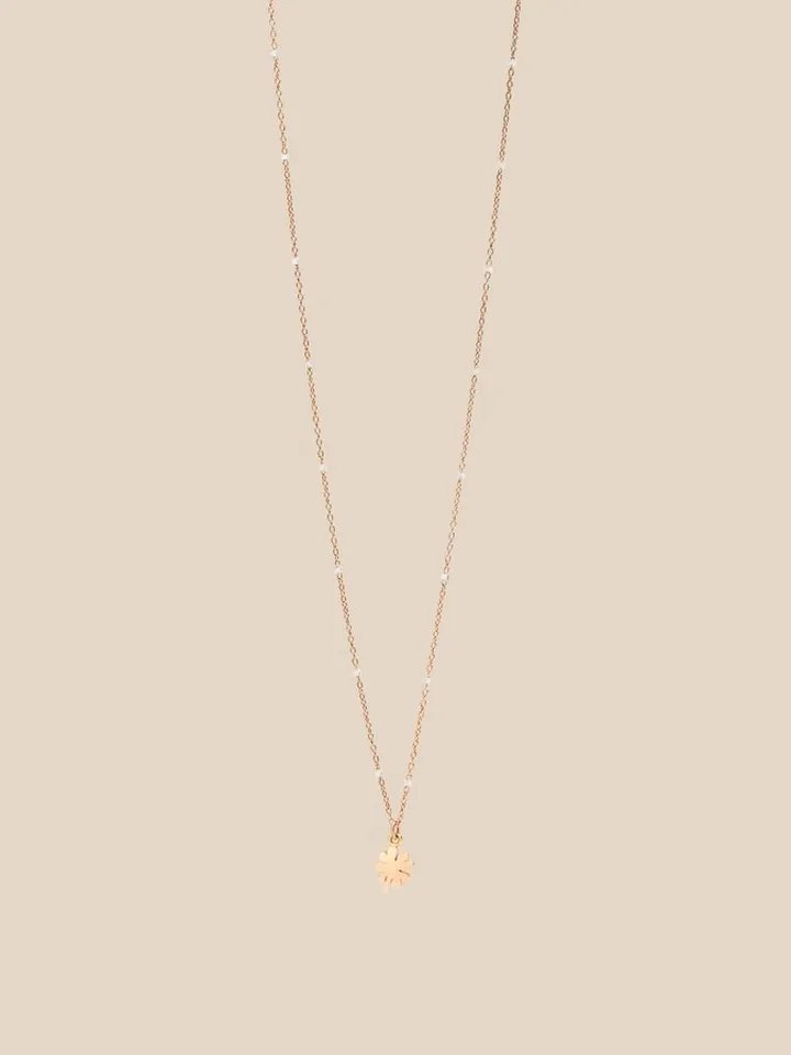 Dodo mini four-leaf clover necklace in rose gold and rhodium-plated white gold