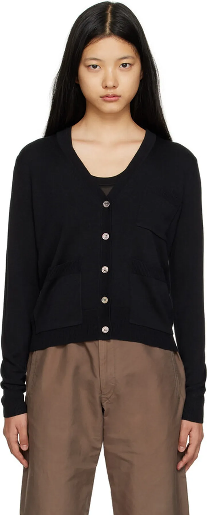 CO Black Y-Neck Cardigan
