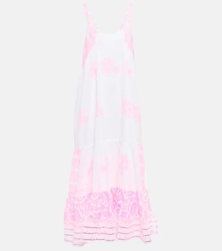 Printed cotton midi dress