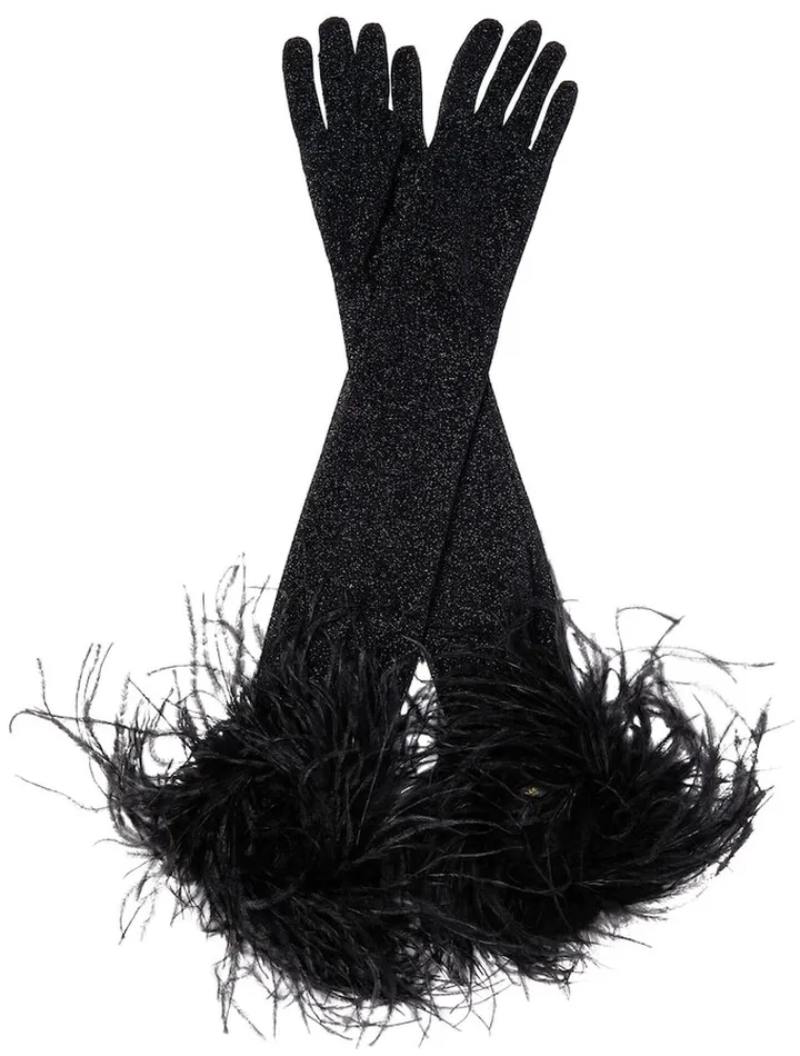 Lumiere feather-trimmed gloves