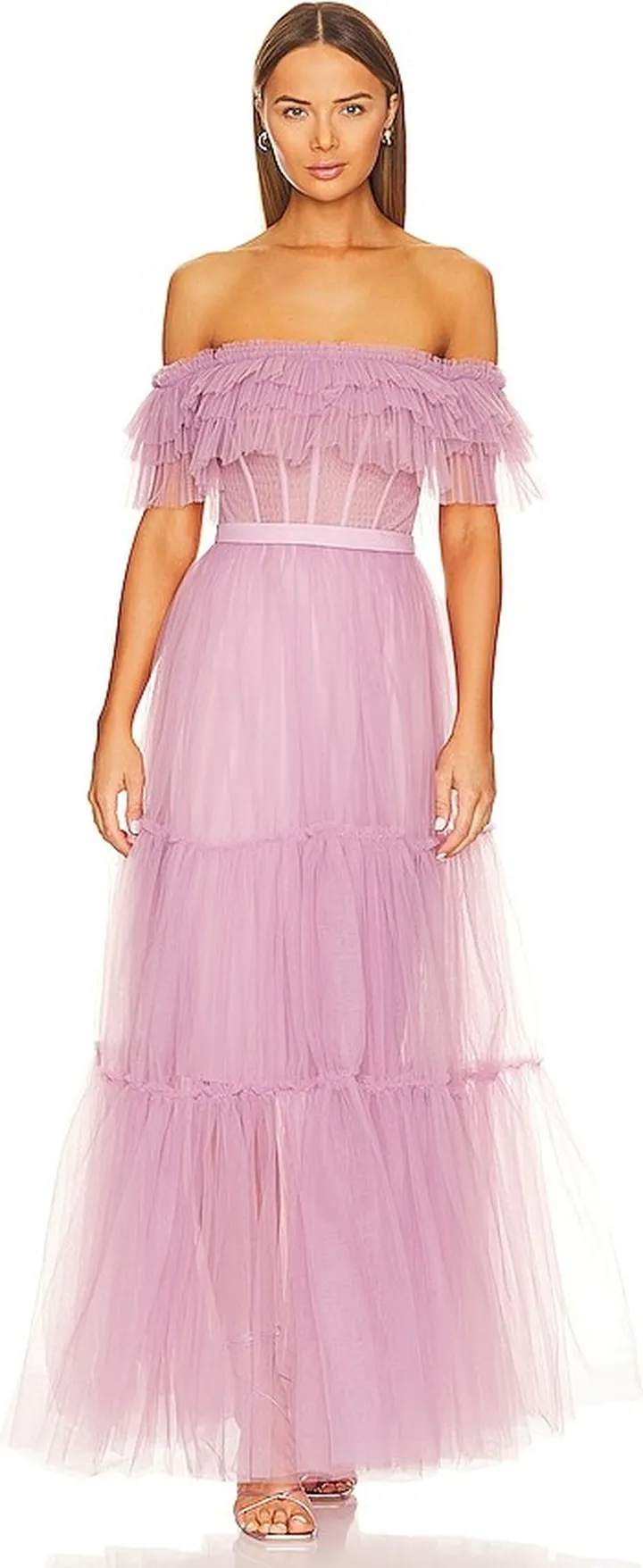 Off Shoulder Tiered Gown