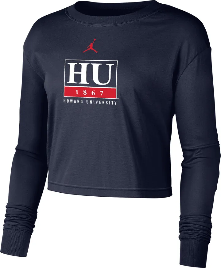 Women's Jordan College (Howard) Cropped Long-Sleeve T-Shirt in Blue