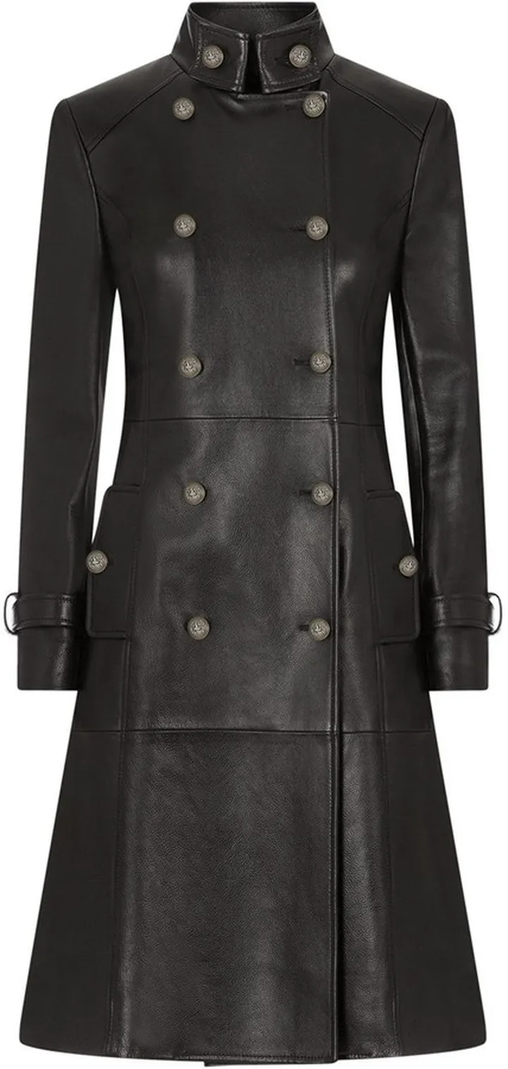 Buttoned Leather Coat