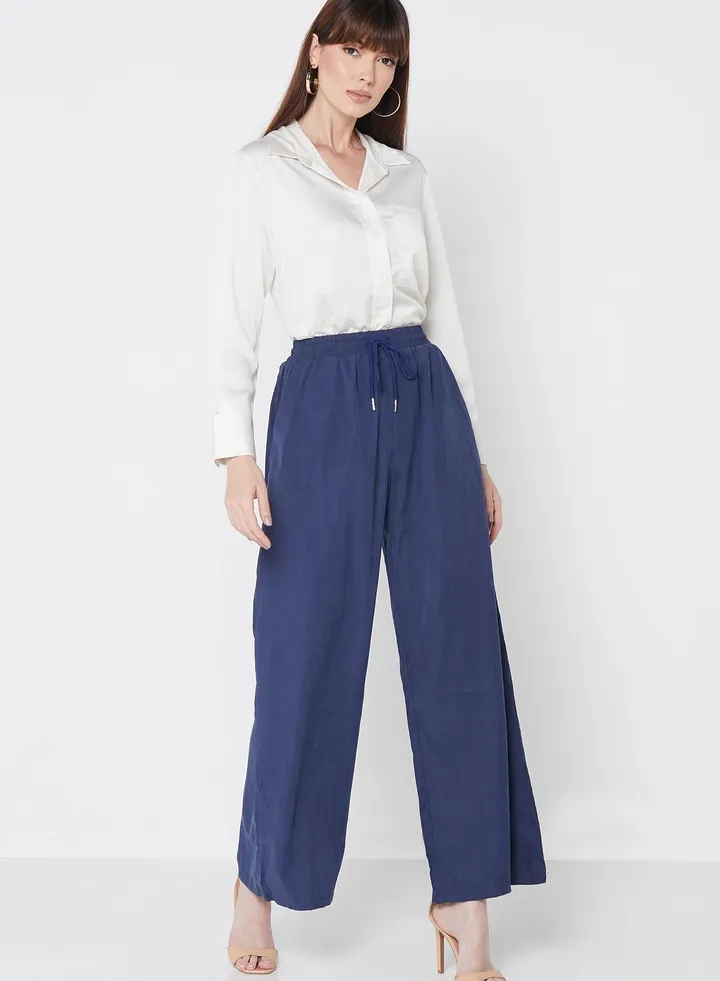 Wide Legged Ruffle Waist Pants
