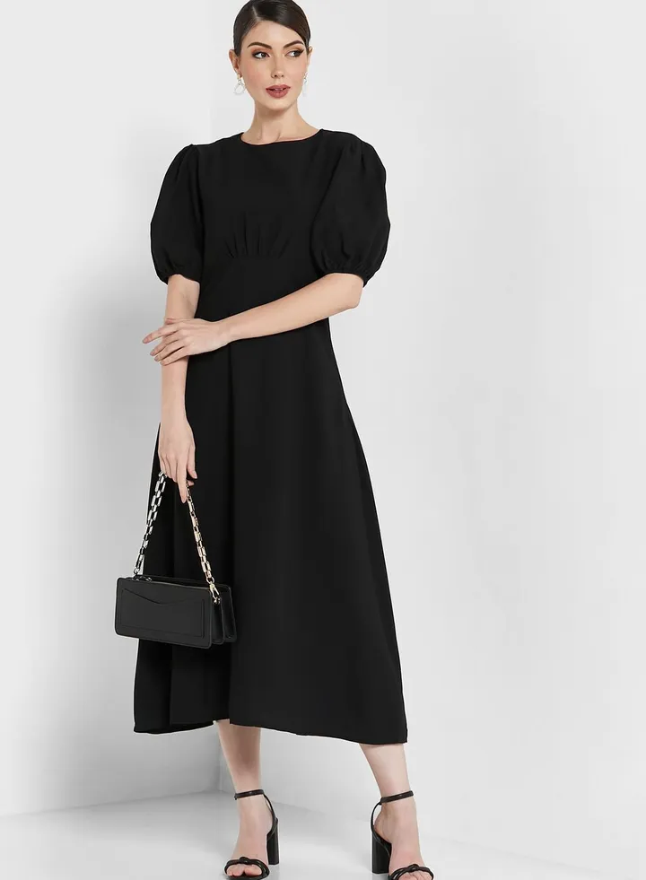 Puffed Sleeve Maxi Dress