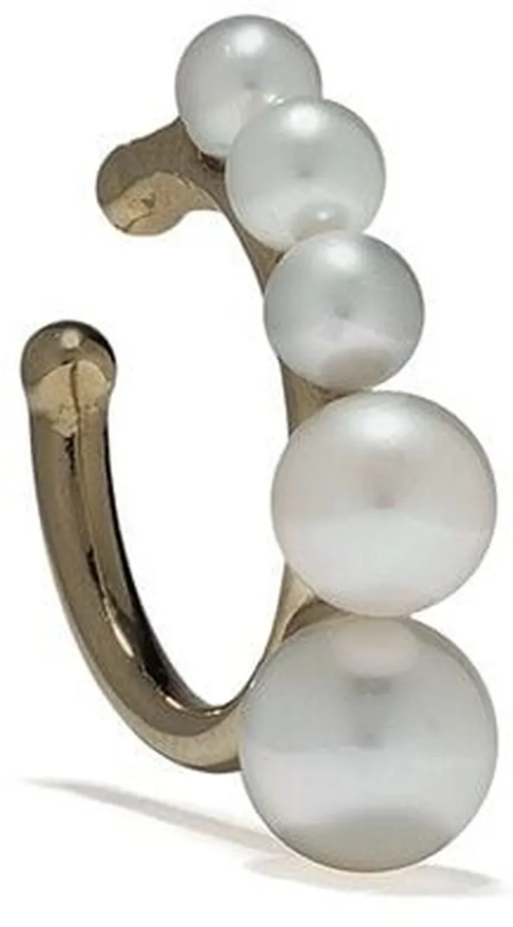 14kt Yellow Gold Five Graduating Pearls Single Earcuff