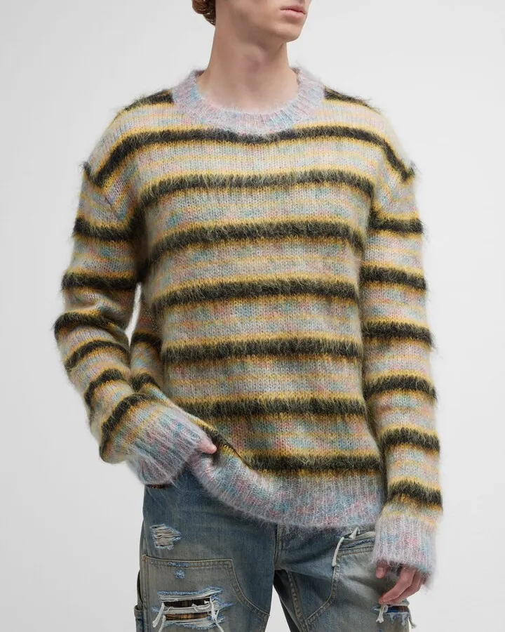 Men's Striped Mohair Sweater
