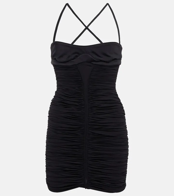 Crossover ruched minidress
