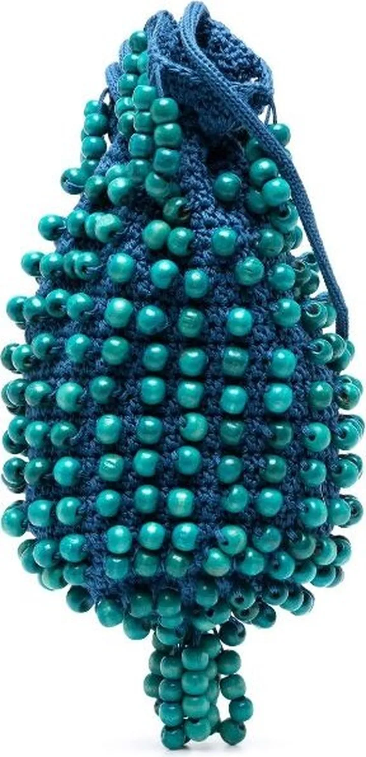 Blue Beaded Crochet Mini Bag