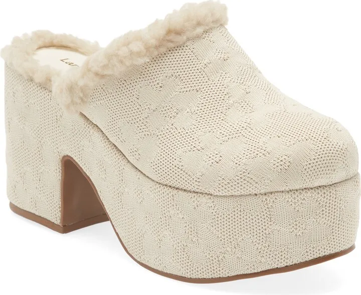 Miso Faux Fur Lined Knit Platform Clog