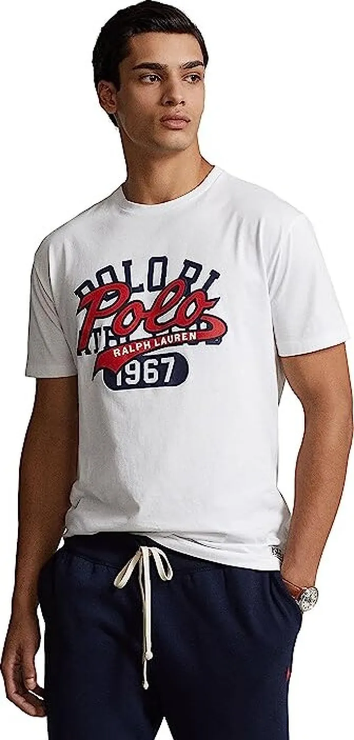 Polo Ralph Lauren Classic Fit Stacked-Logo Jersey T-Shirt (White) Men's Clothing