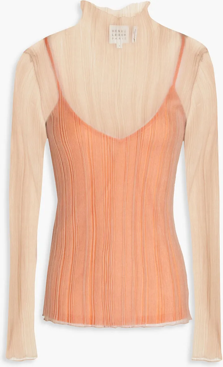 Ribbed-knit turtleneck top