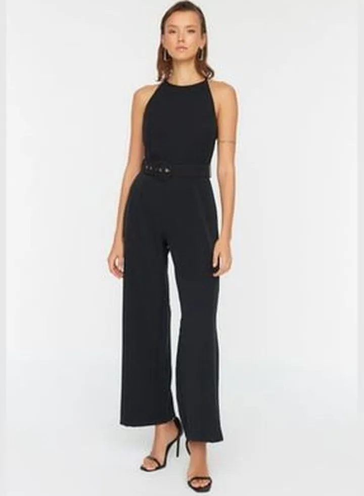 Black Petite Belt Jumpsuit TWOSS22TU0009