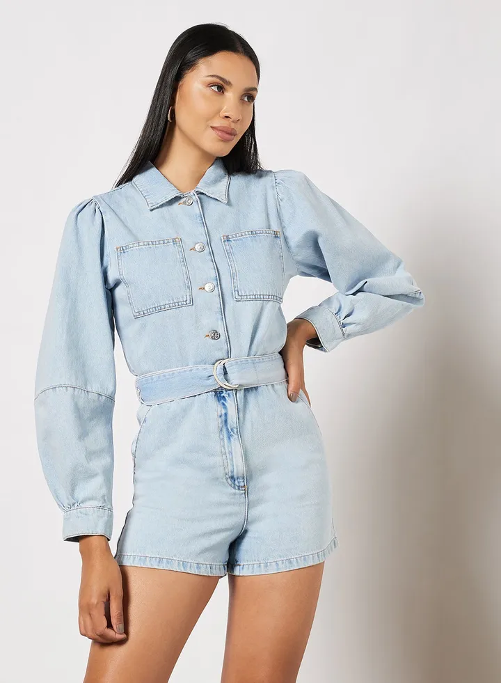 Denim Playsuit Light Blue
