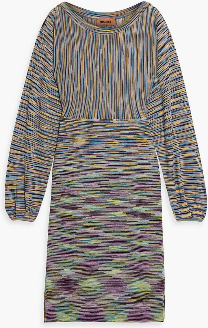 Crochet-knit wool-blend dress