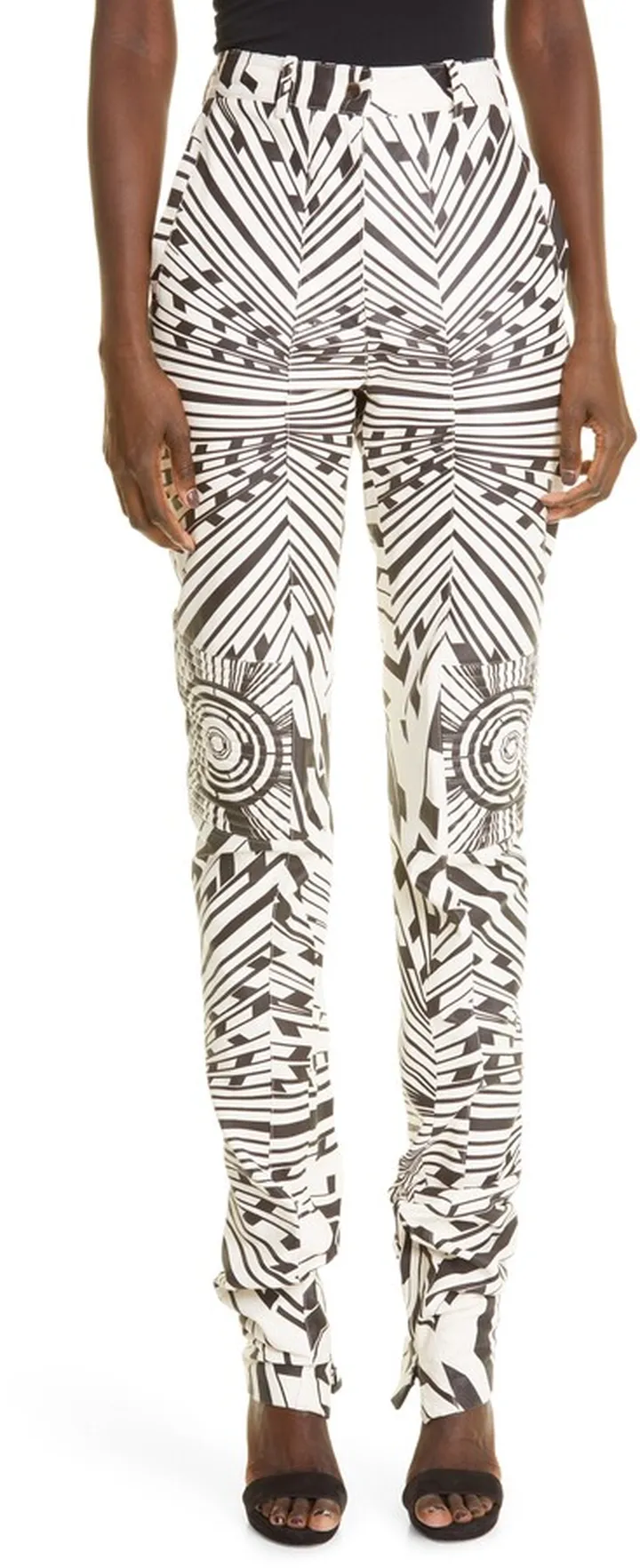 Empire Print Leather Moto Pants