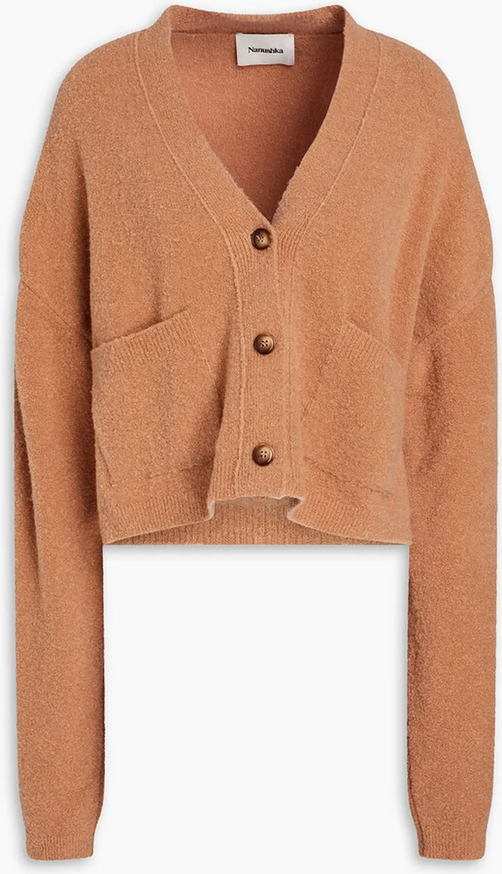 Melina brushed bouclé-knit merino wool-blend cardigan