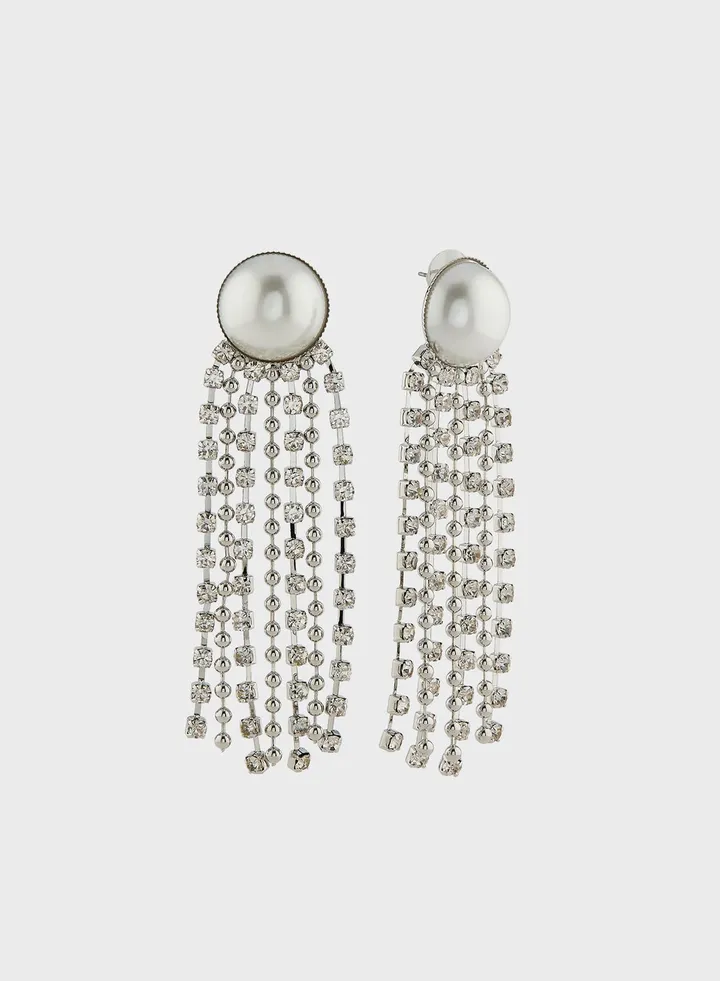 Rhinestone Pearl Drop Earrings