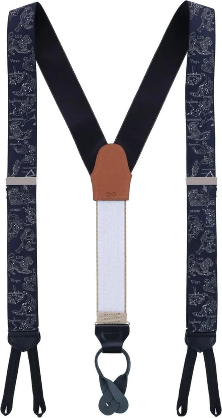 Trafalgar Retro Pattern Constellations Limited Run Silk Suspenders