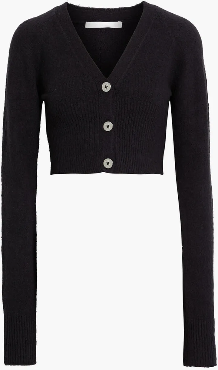 Cropped brushed cotton-blend cardigan