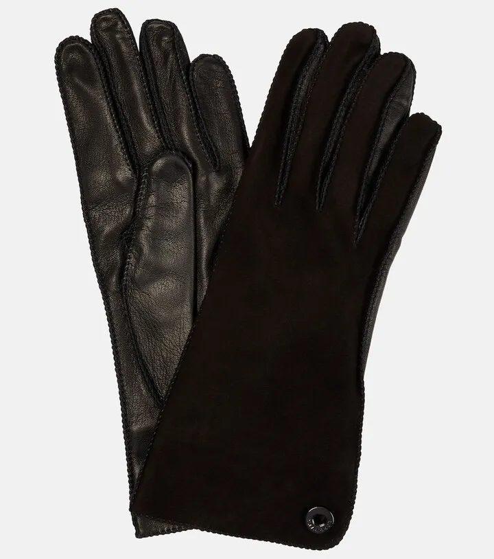 Suede and leather gloves