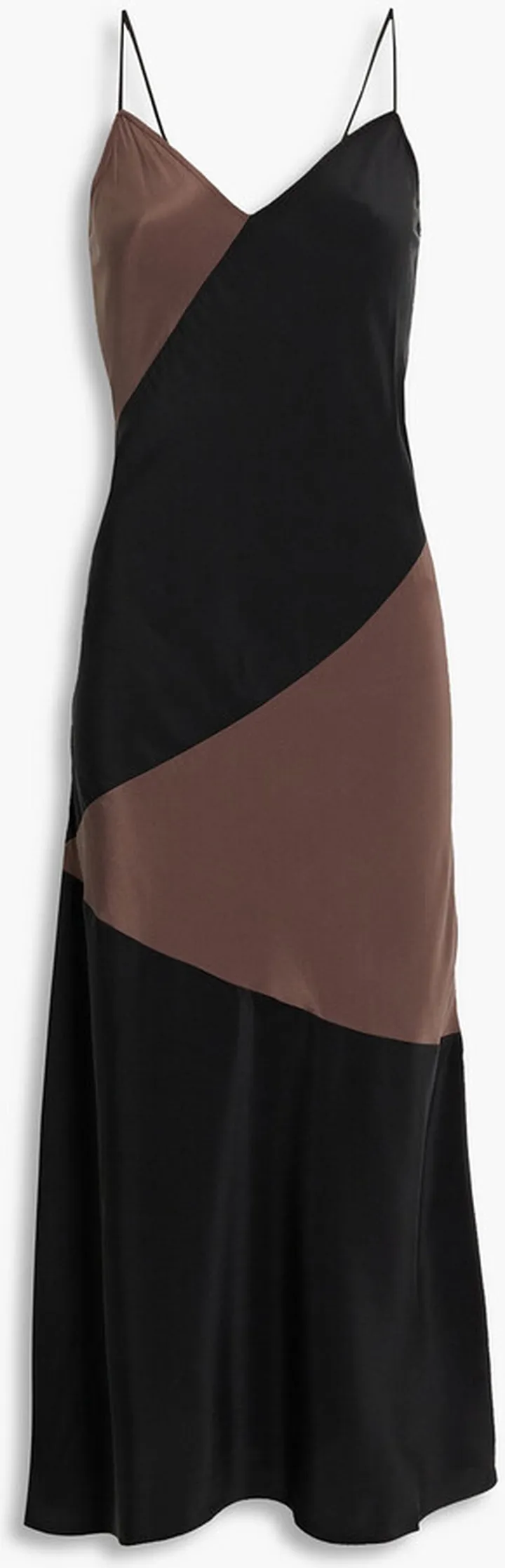 Forain two-tone washed-silk midi slip dress