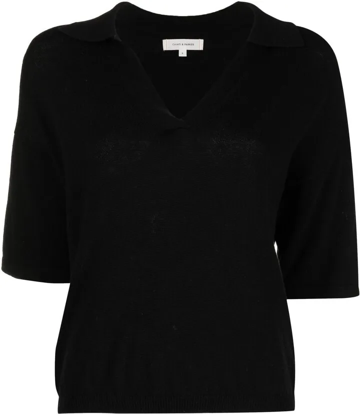 V-neck knitted polo top