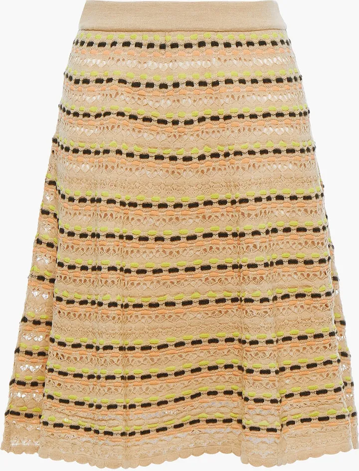 Crochet-knit wool-blend mini skirt