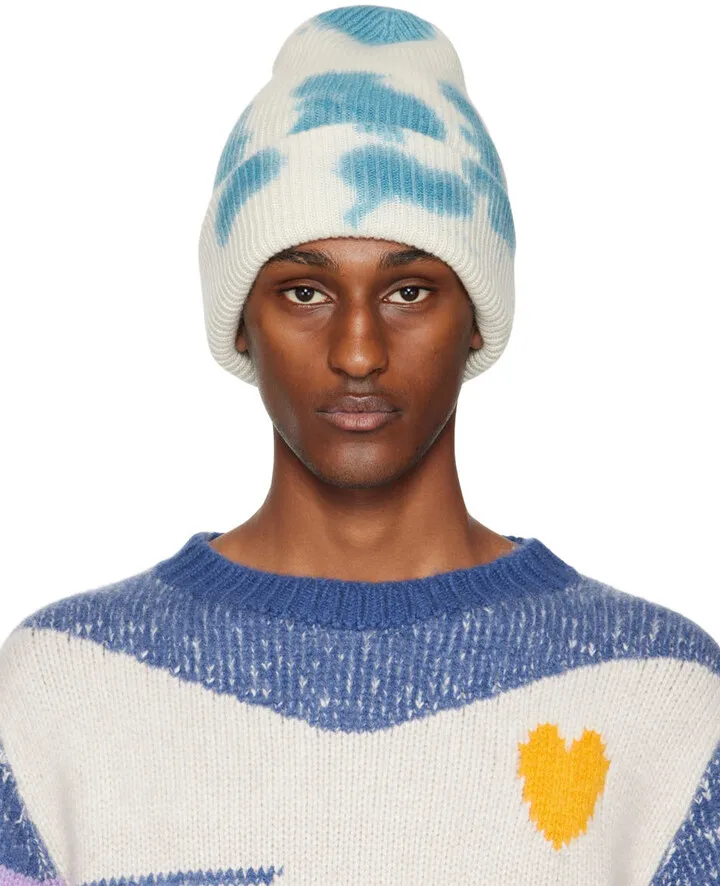 The Elder Statesman SSENSE Exclusive Blue & White Parker Beanie