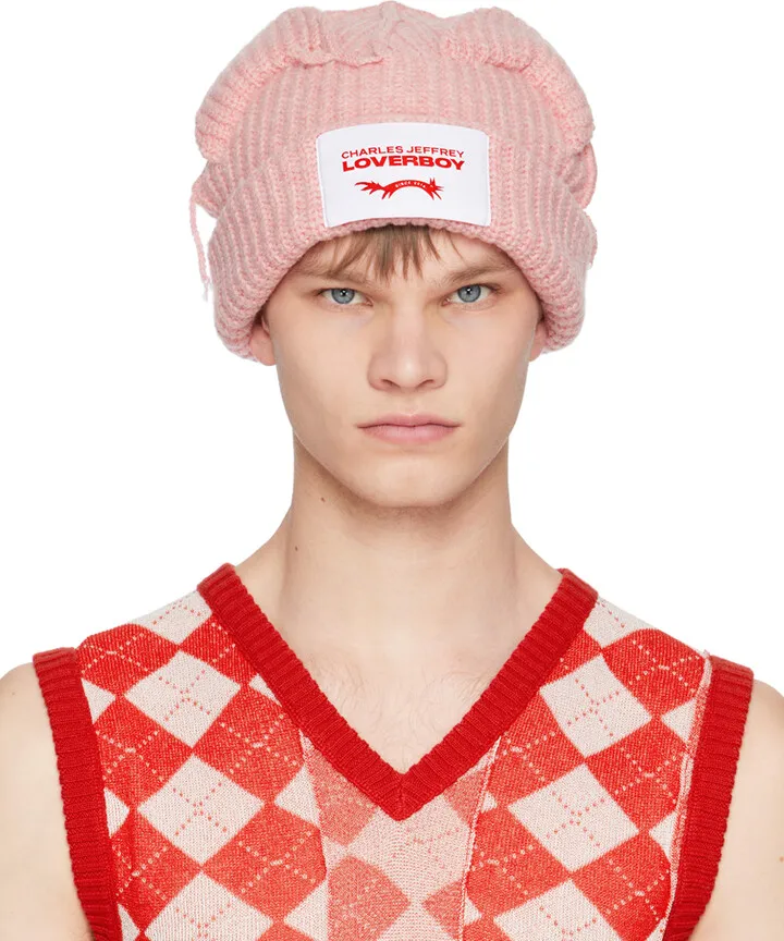 Charles Jeffrey Loverboy Pink Chunky Ears Beanie