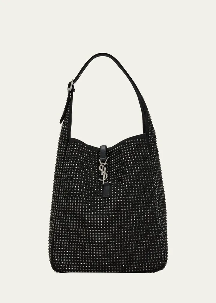Le 5A7 Allover Crystal Canvas North-South Hobo Bag