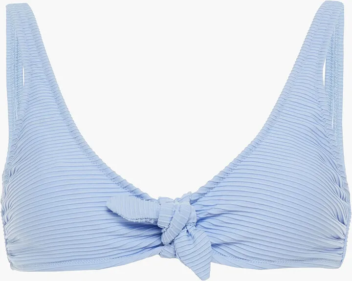 Knotted ribbed bikini top