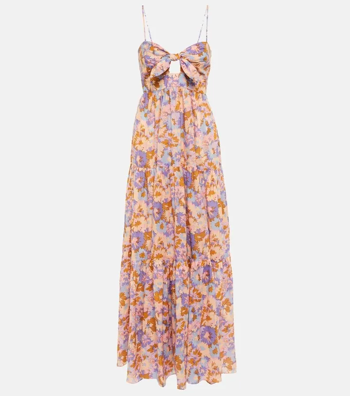 Floral cotton voile midi dress