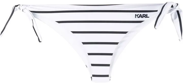 Striped Logo-Print Bikini Bottoms