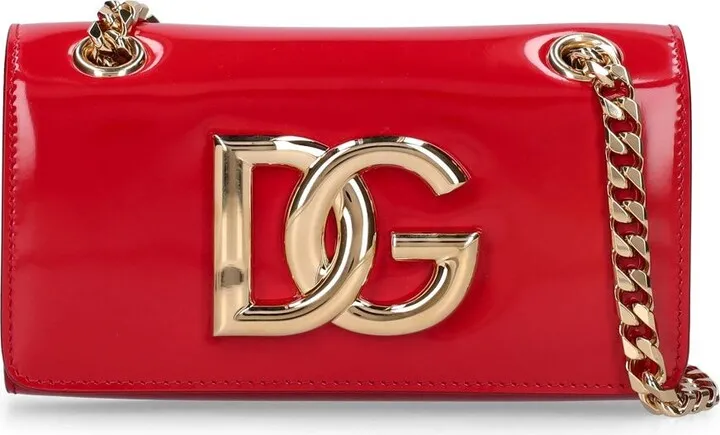 3.5 DG logo patent leather shoulder bag