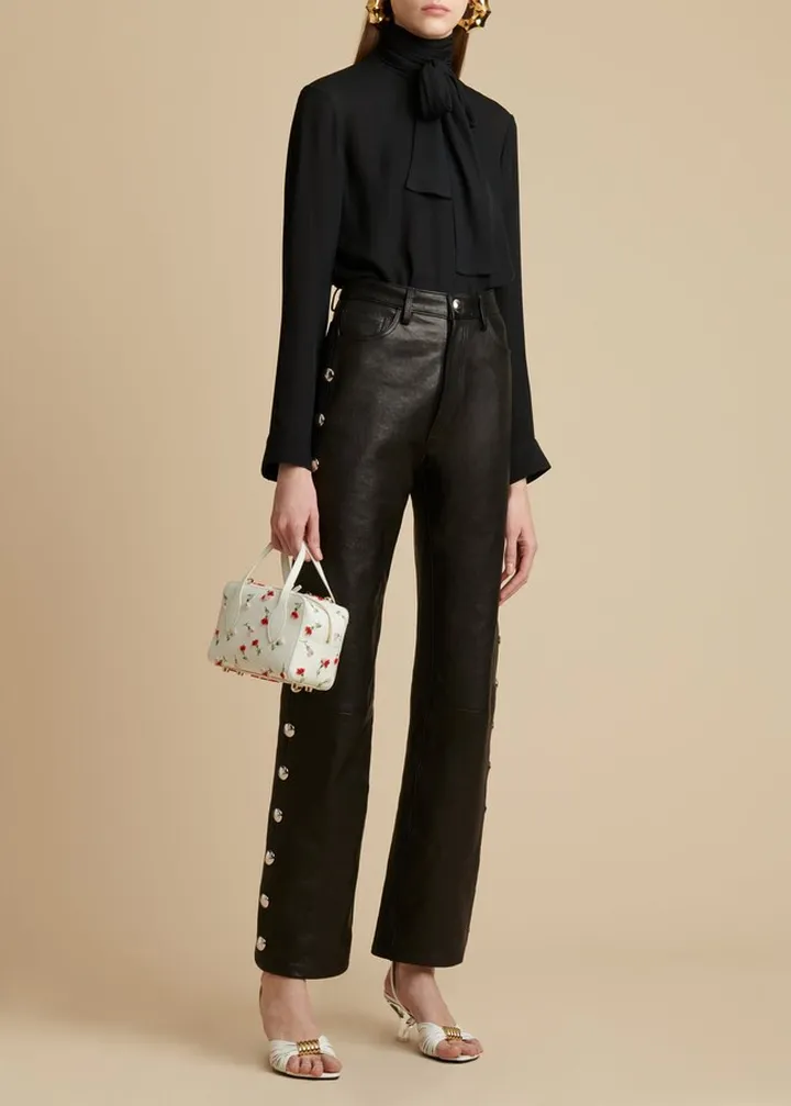 The Danielle Pant in Black Leather with Studs
