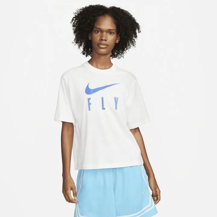 Nike Women's Dri-FIT Swoosh Fly Boxy Tee in White