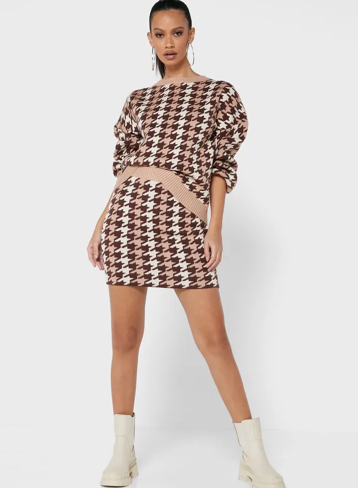 Gingham Knitted Skirt