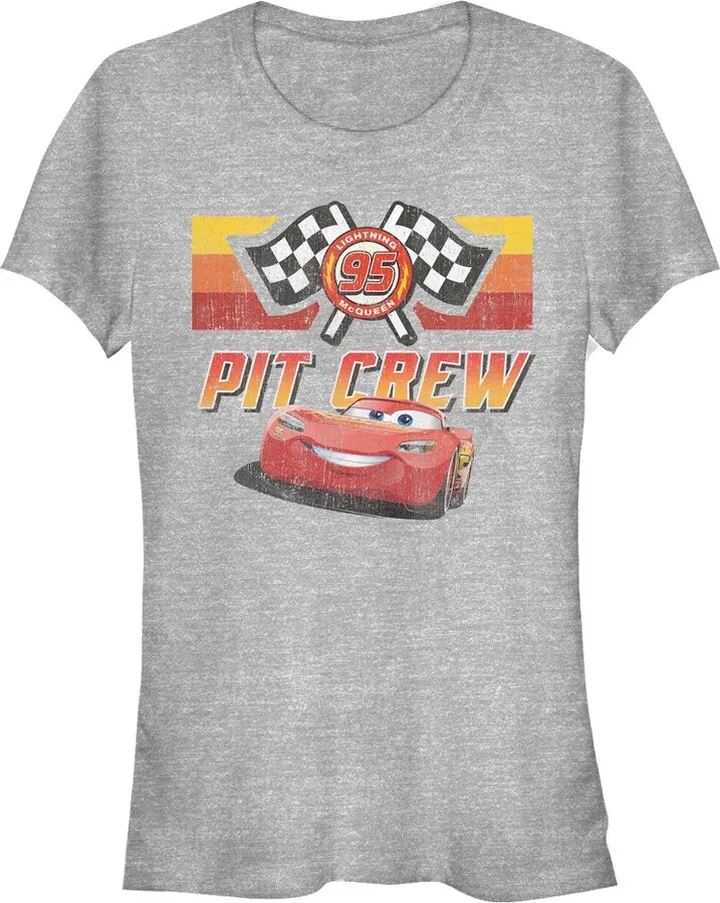 Junior's Cars Pit Crew Team T-Shirt - Athletic Heather - Large