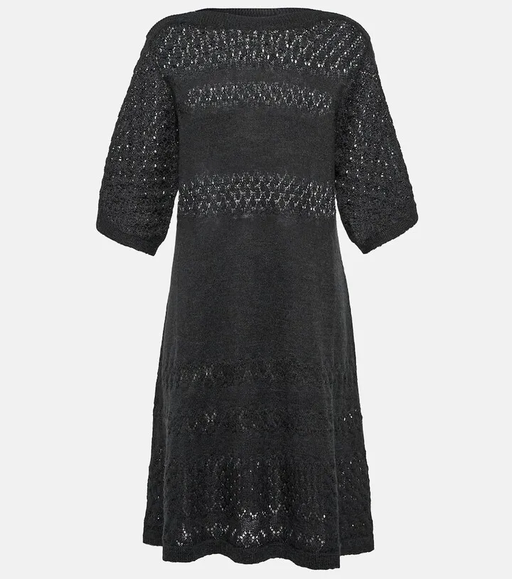Open-knit alpaca wool-blend dress