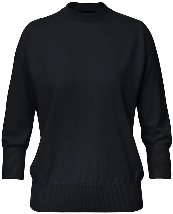 Mock turtleneck Three-Quarter Sleeve Cashmere Knit Top