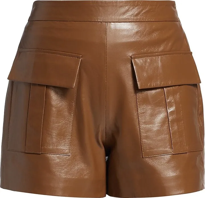 Cargo Lambskin Leather Shorts