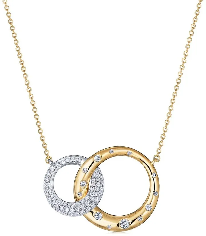18kt gold diamond Cobblestone interlocking pendant